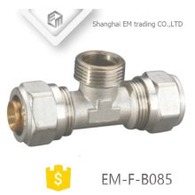 EM-F-B085 Filetage mâle chromé connecteur de compression en laiton Tee pipe